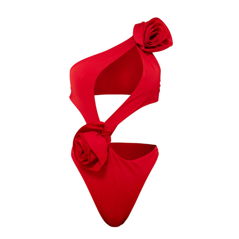 Hollowed One-piece Swimwear & Knot Skirt