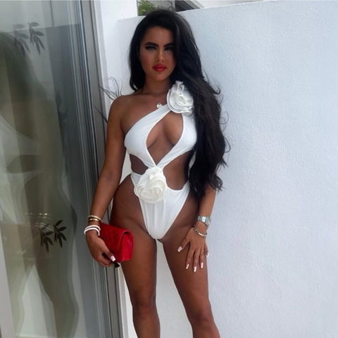 Hollowed One-piece Swimwear & Knot Skirt