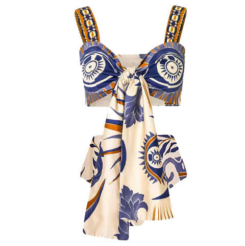 Ethnic Printed Tankini & Wrap Skirt