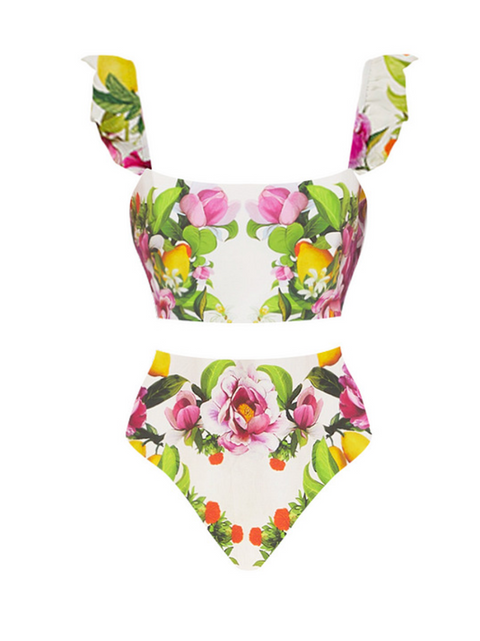 Floral Tankini & Umbrella Skirt Swimwear Set