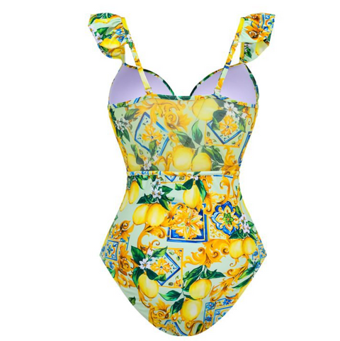 Green Floral Swimwear & Ruffled Skirt