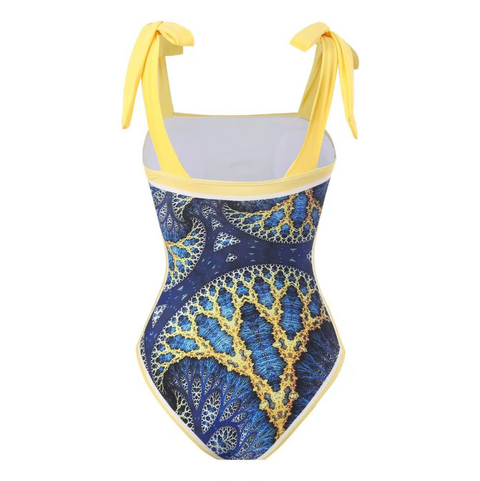 Printed One-piece Swimwear & Chiffon Skirt