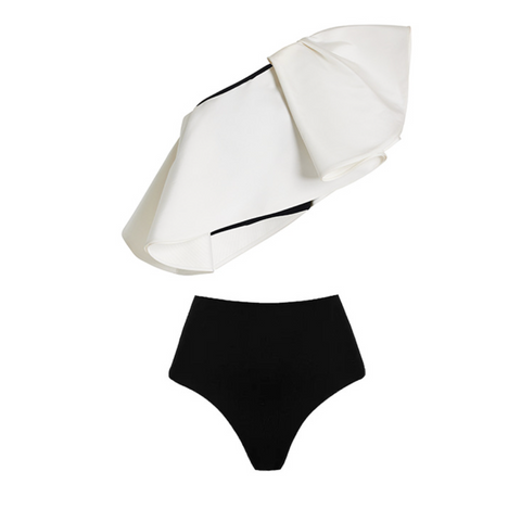 Black&White Polka Dot Swimwear & Skirt