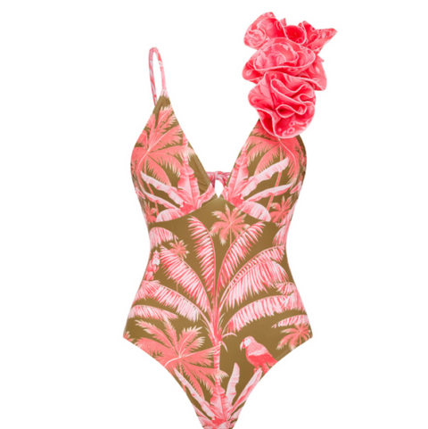 Ruffled Floral Slip Swimwear & Skirt 2Pcs