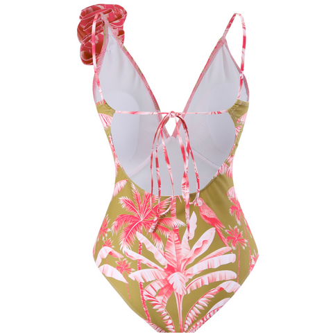 Ruffled Floral Slip Swimwear & Skirt 2Pcs