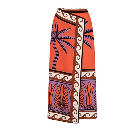 Hollowed Printed Halter Swimwear & Skirt