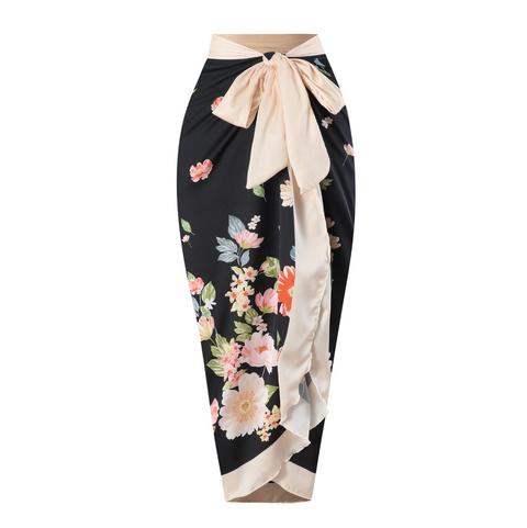 Ruffled Strap Swimwear & Skirt Printed 2Pcs