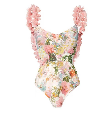 Ruffled Strap Swimwear & Skirt Printed 2Pcs