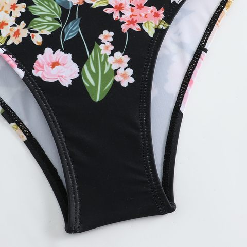 Ruffled Strap Swimwear & Skirt Printed 2Pcs