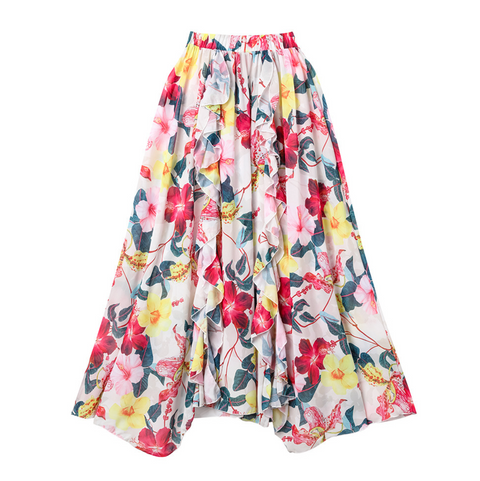 3D Flower Printed Swimwear & Umbrella Skirt