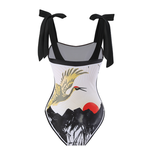 Pattern Printed Swimwear & Chiffon Skirt