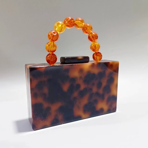 Beaded Acrylic Wristlet Evening Bag