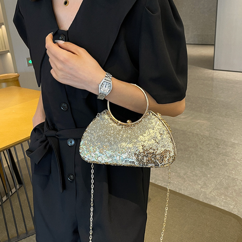 Mini Glossy Sequined Chain Bag