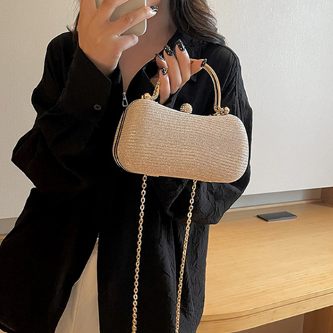 Rhinestone Studded Banquet Chain Bag