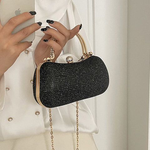 Rhinestone Studded Banquet Chain Bag