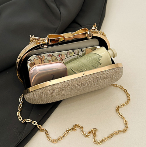 Sequined Elliptical Crossbody Chain Bag