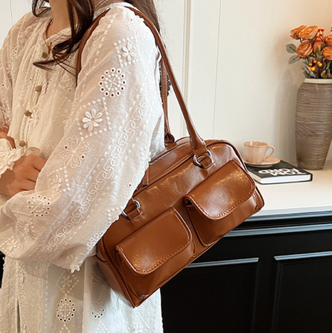 Horizontal Square PU Underarm Bag