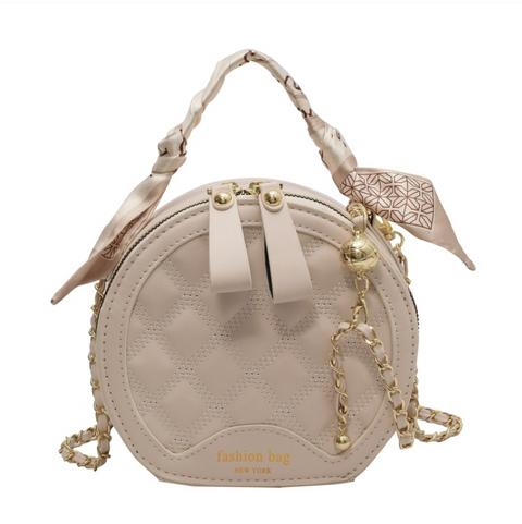 Lattice Embroidery Round Crossbody Bag