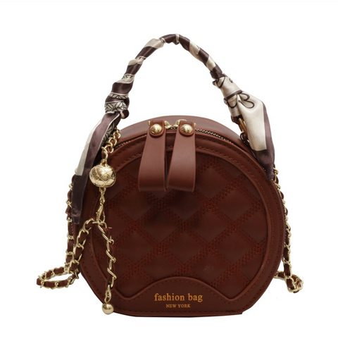 Lattice Embroidery Round Crossbody Bag