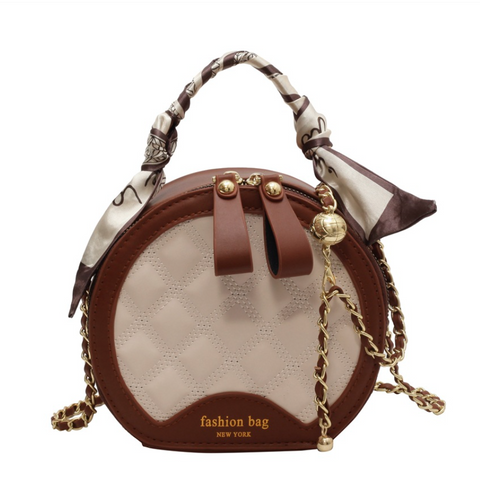 Lattice Embroidery Round Crossbody Bag