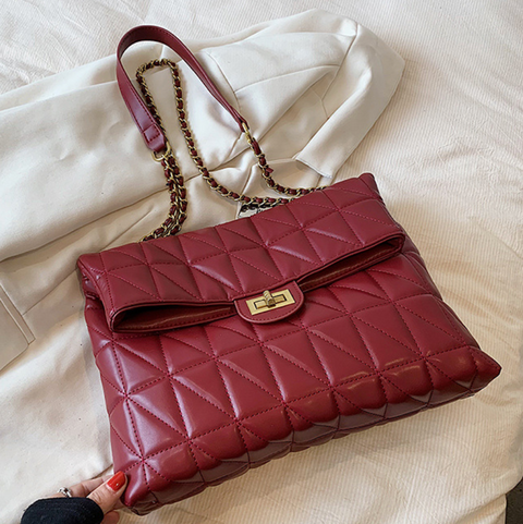 Plaid Embroidery Line Large Capacity Bag