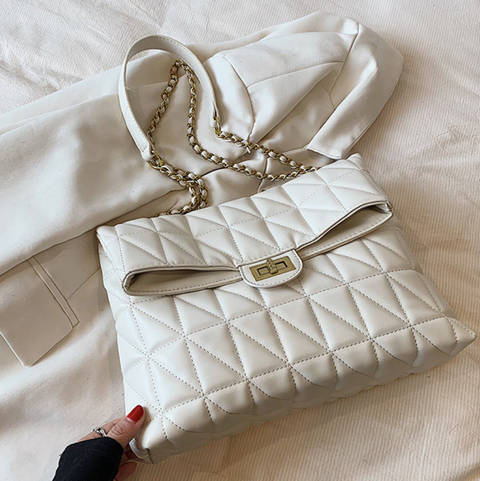 Plaid Embroidery Line Large Capacity Bag