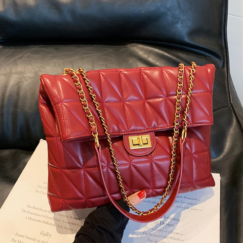 Plaid Embroidery Line Large Capacity Bag