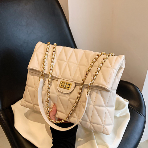 Plaid Embroidery Line Large Capacity Bag