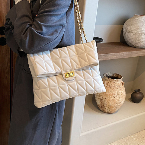 Plaid Embroidery Line Large Capacity Bag