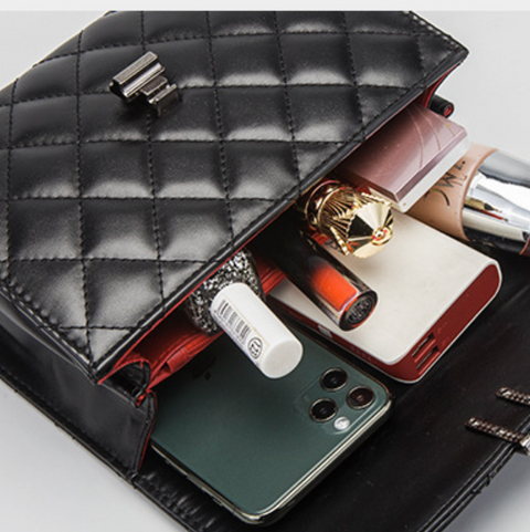 Lattice Stitch Black Chain Bag