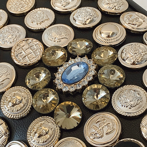 Button & Rhinestone Studded Crossbody Bag