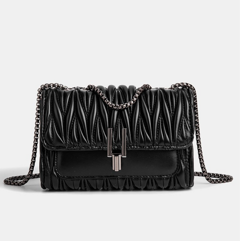 Y-lock Pleated PU Chain Bag