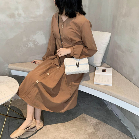 Y-lock Pleated PU Chain Bag