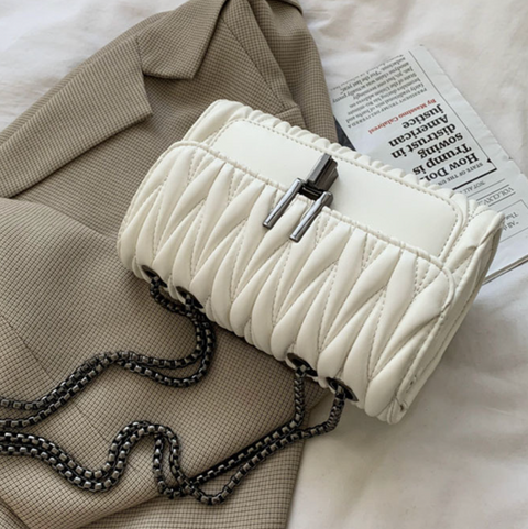 Y-lock Pleated PU Chain Bag