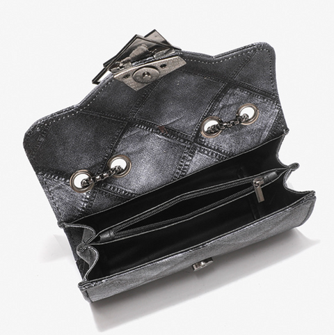 Lattice Embossed Gradient Gray Chain Bag