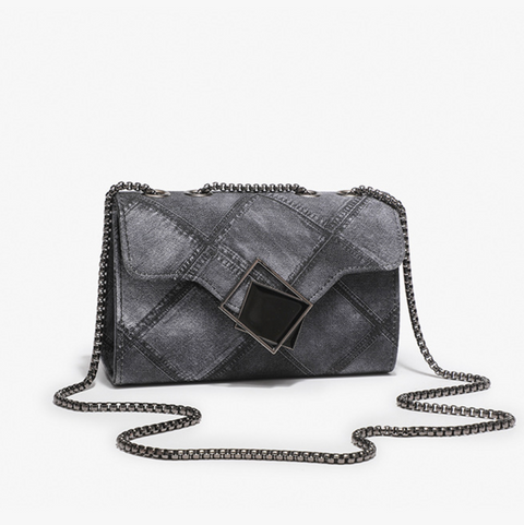 Lattice Embossed Gradient Gray Chain Bag