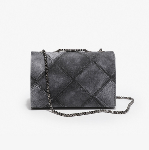 Lattice Embossed Gradient Gray Chain Bag