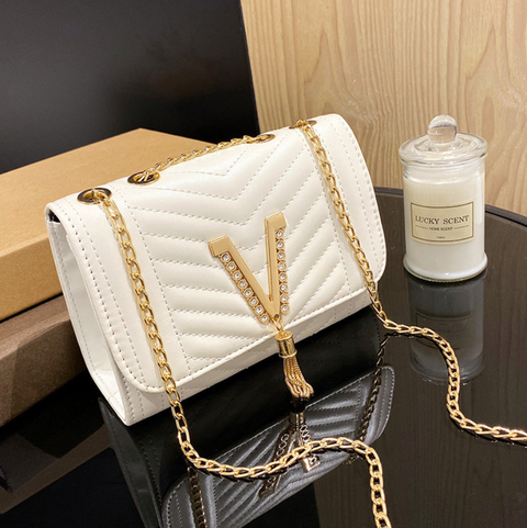 Rhinestone Studded Fringed Chain Bag