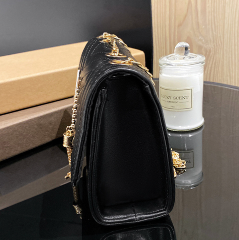 Rhinestone Studded Fringed Chain Bag