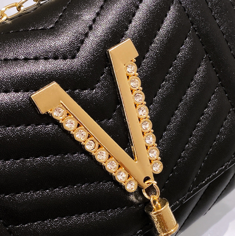 Rhinestone Studded Fringed Chain Bag