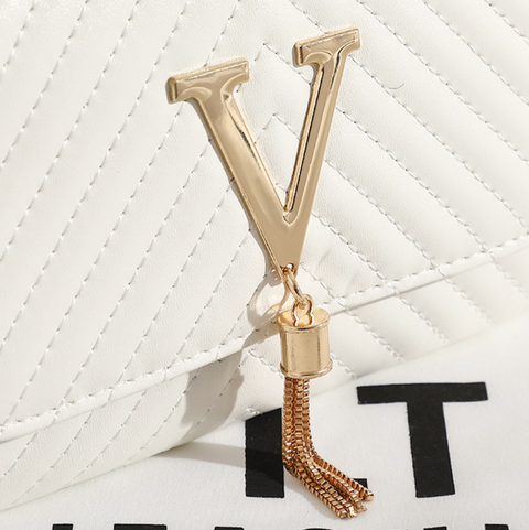 Twill Embroidered Fringed Chain Bag