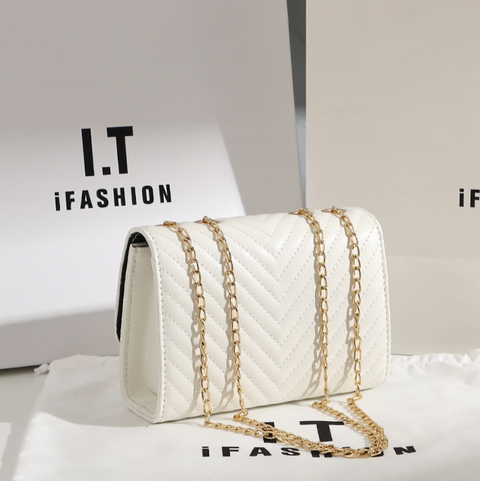 Twill Embroidered Fringed Chain Bag