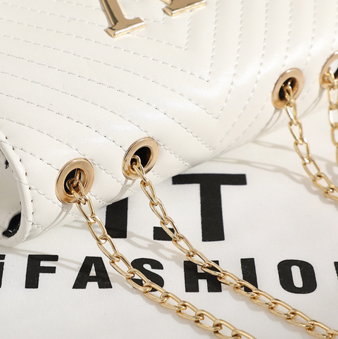 Twill Embroidered Fringed Chain Bag