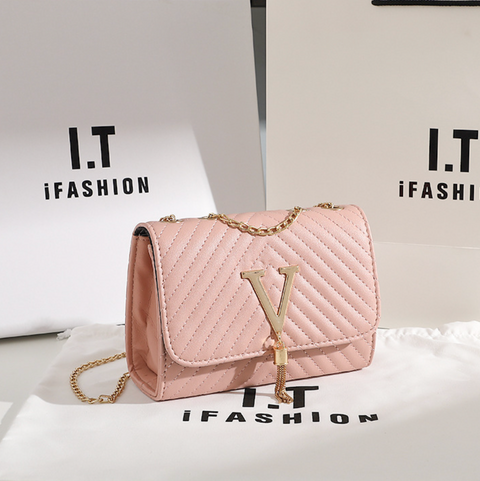 Twill Embroidered Fringed Chain Bag