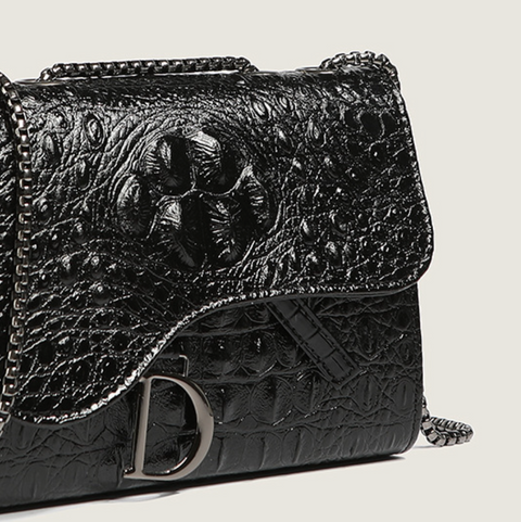 Crocodile Print Chain Crossbody Bag