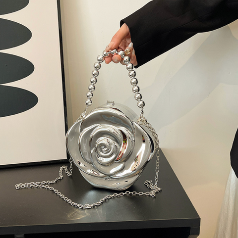 Niche Beaded Handle Acrylic Flower Bag