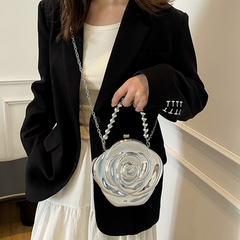 Niche Beaded Handle Acrylic Flower Bag