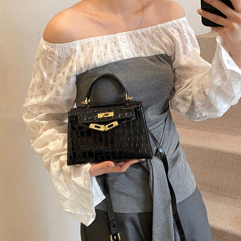 Premium Glossy Stone Pattern Satchels