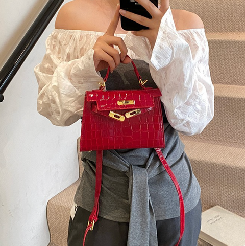 Premium Glossy Stone Pattern Satchels