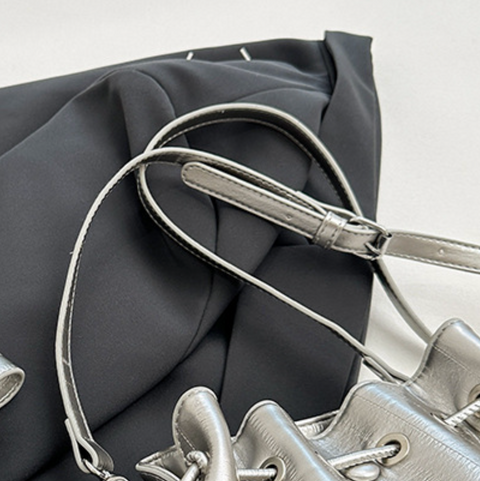 Drawstring Pleated Bucket Crossbody Bag